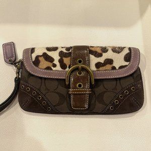 Coach Wristlet Vintage Mohair Animal Print, Brown